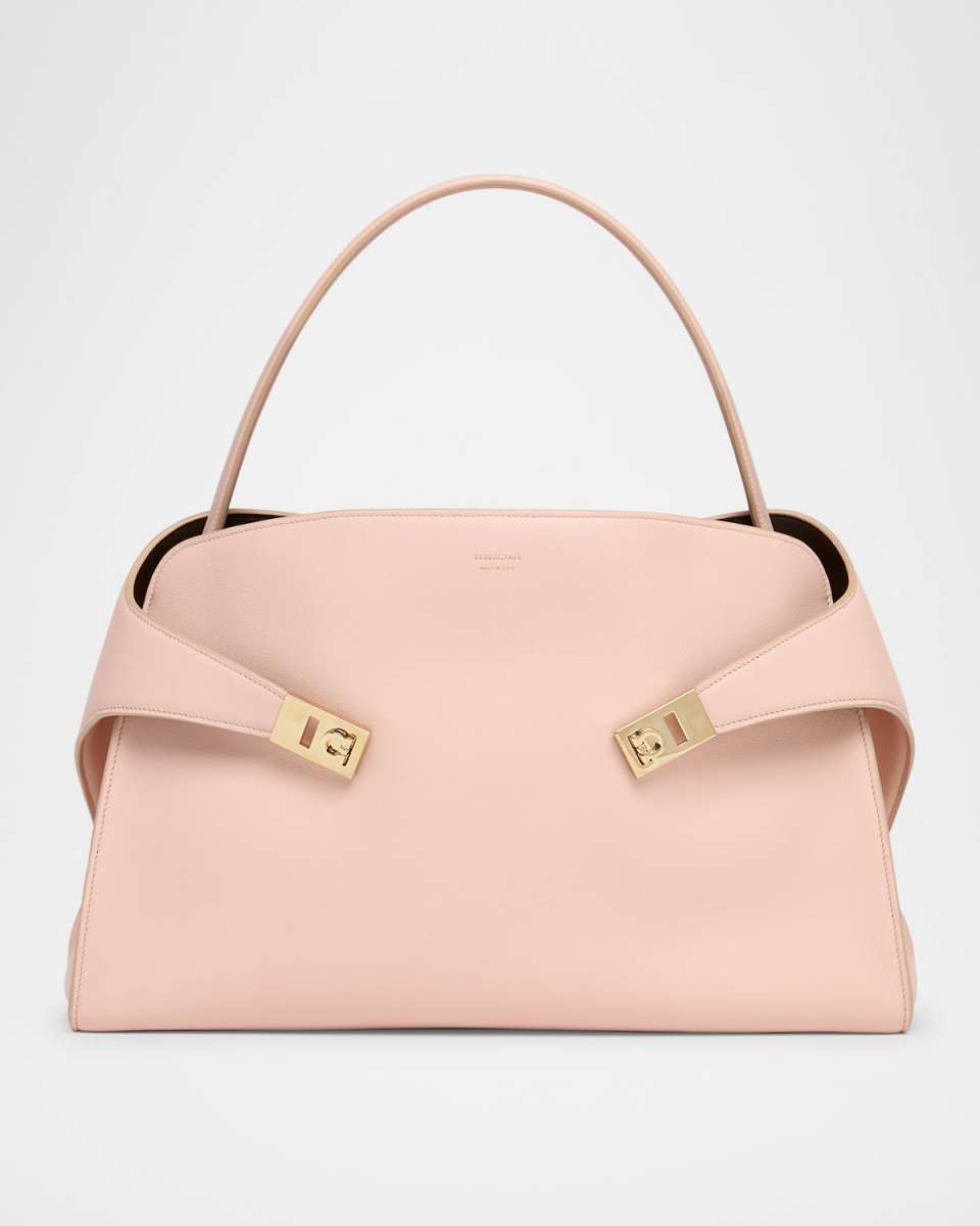Medium Hug Soft Leather Bicolor Shoulder Bag